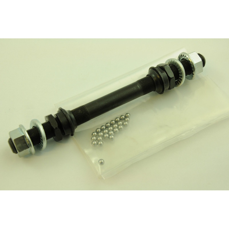 BMX BIKE 14mm FRONT OR REAR WHEEL SPINDLE AXLE + 3-16 BEARINGS 180mm HU74