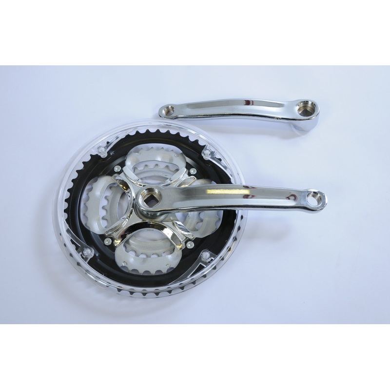 48-38-28 TRIPLE CWS CHROME CRANK COTTERLESS MTB-HYBRID BIKE CHAINWHEEL SET 170MM