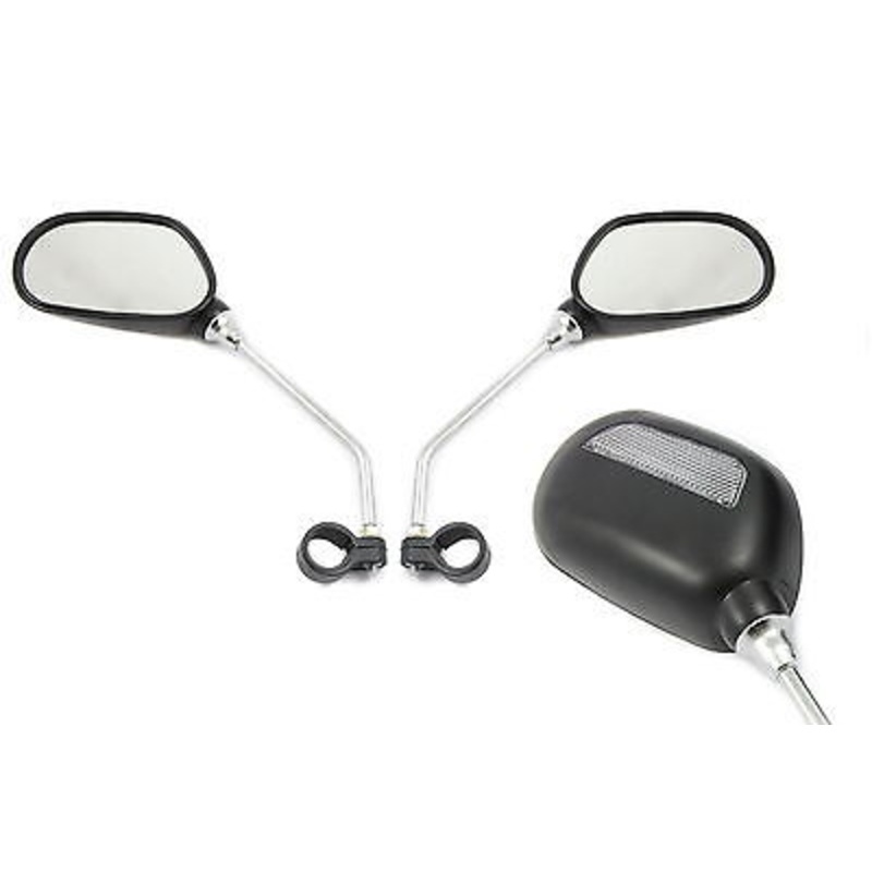 PAIR QUALITY HANDLEBAR MIRRORS FOR BIKE-MOBILITY VEHICLE LONG STEM BLACK-CP MR06