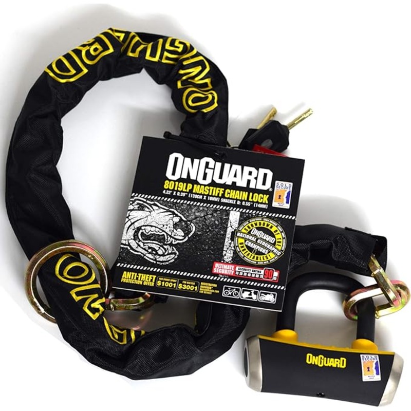 Onguard Mastiff 8019 LP Bike Chain Lock Sold Secure Gold