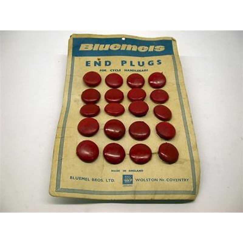 PAIR BLUEMELS NOSTALGIC MUSEUM 60s 70s 80s RACER HANDLEBAR PLUGS DK RED NOS