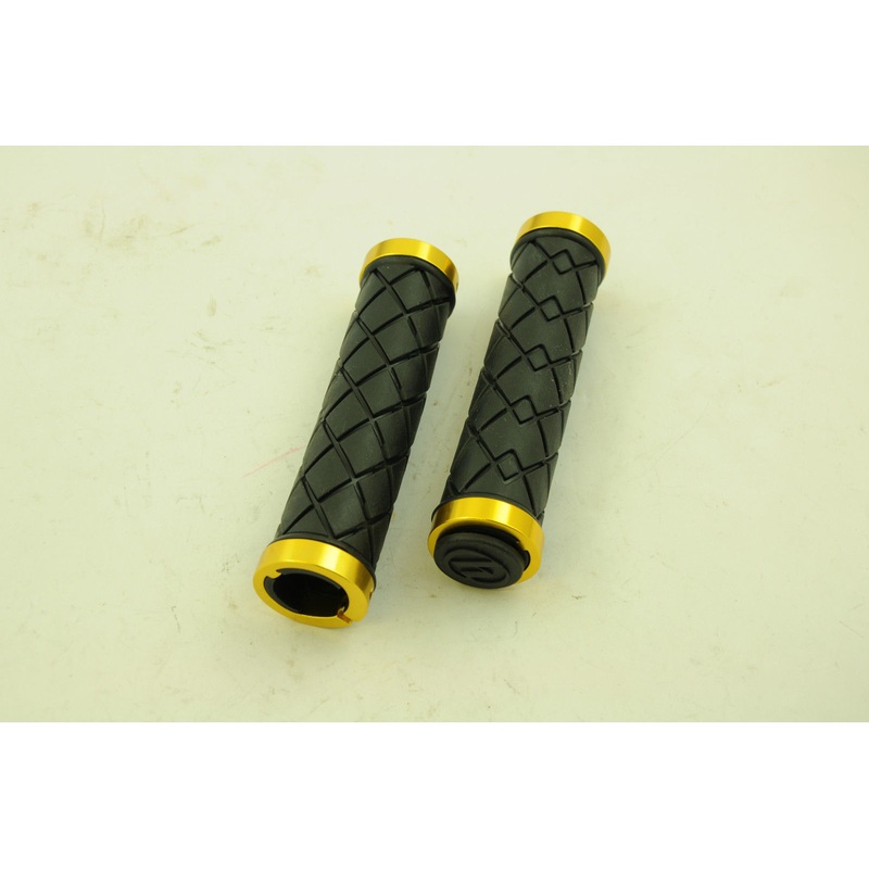 HERRMANS CUADRO DOUBLE LOCK-ON MTB BIKE HANDLEBAR GRIPS BLK-GOLD 50% OFF RRP