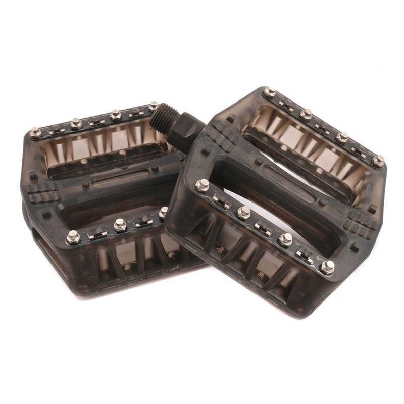 MTB PEDALS SMOKED CLEAR PLATFORM WITH STUDS 9-16 CR-MO AXLE LIGHT WEIGHT NEW