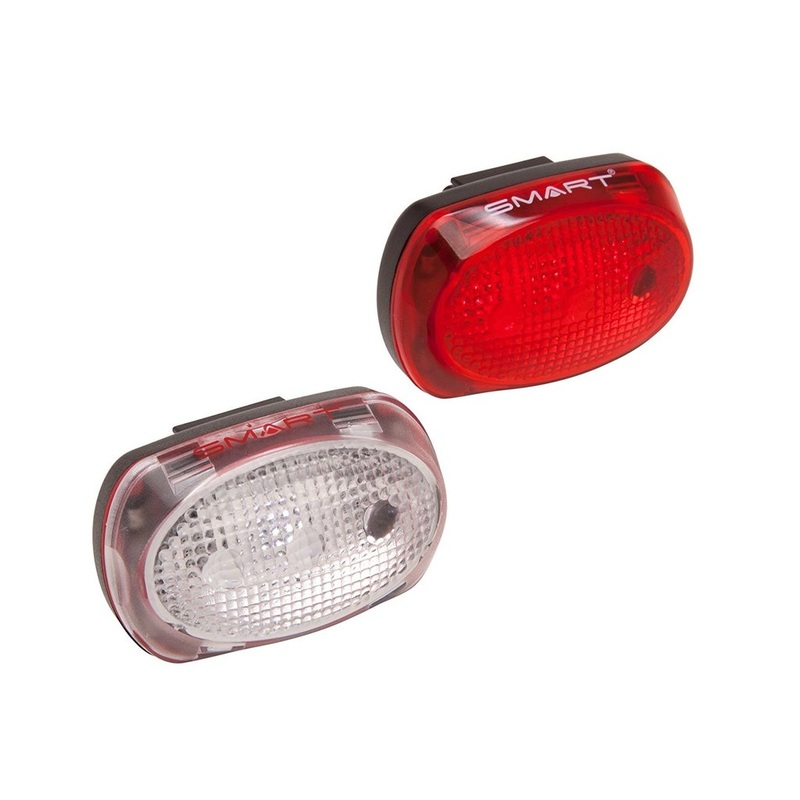 Pair Smart Go Glow 8 Front & Rear Led Bike Cycle Light Set With Brackets & Batteries