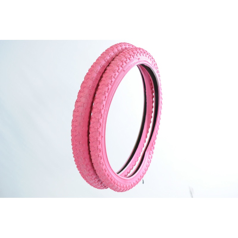 PAIR OLD SCHOOL BMX TYRES 20×1.75 ALL PINK COMP III TYPE TREAD SUIT RALEIGH BUR