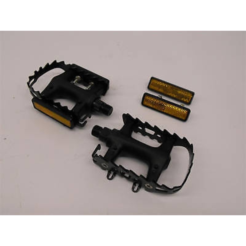 METAL BIKE PEDALS FOR MOUNTAIN BIKE,FIXIE 9-16 TOE CLIP COMPATIBLE + REFLECTORS