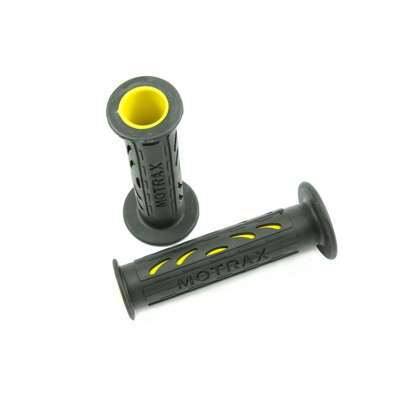 MOTORCYCLE DUAL DENSITY HANDLEBAR GRIPS 135mm OPEN END 22mm BLK -YELLOW GR15