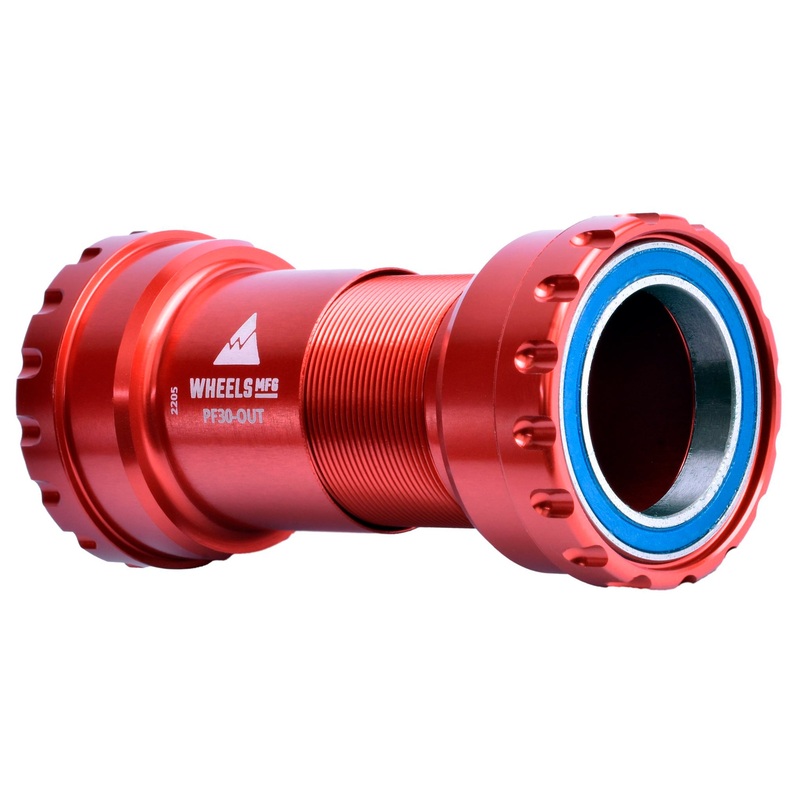 Wheels Manufacturing PF30 Outboard Bottom Bracket – For 30mm Spindle ABEC-3 Bearings PressFit Thread Together Red