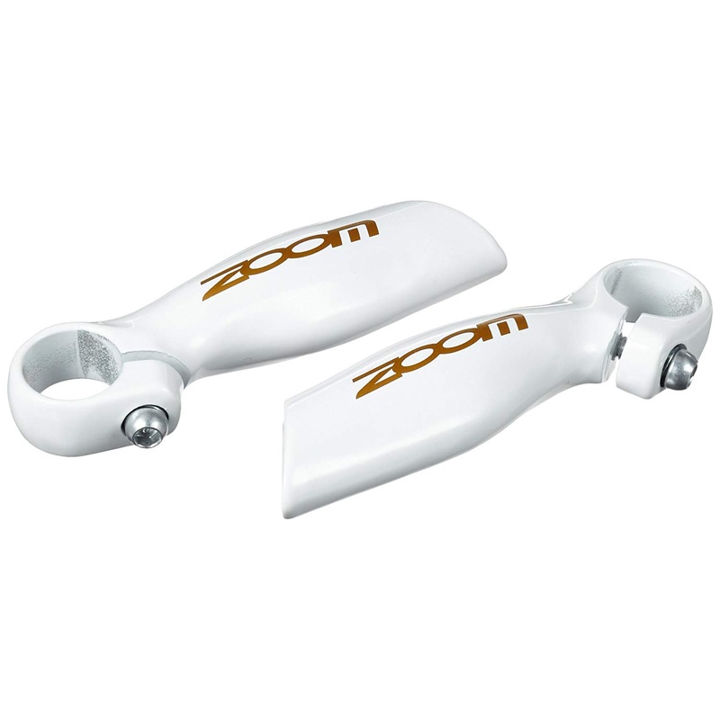 Anatomical Bike Bar Ends For Mtb Or Road Cycle Alloy White & Zoom In Gold 115mm