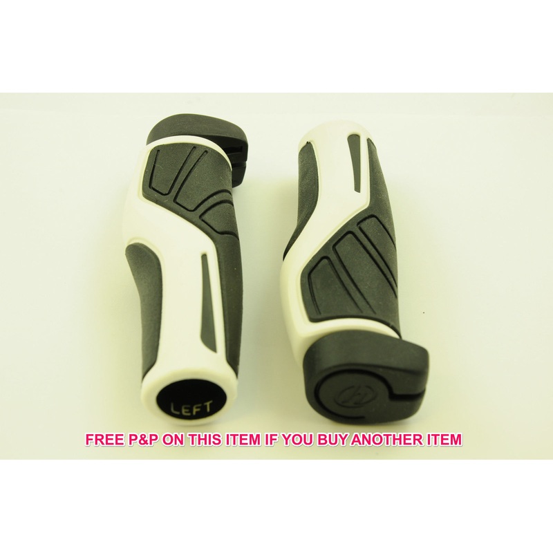 PAIR HERRMANS ADRENALIN LOCK ON BIKE HANDLEBAR GRIPS BLACK & WHITE SALE 70% OFF