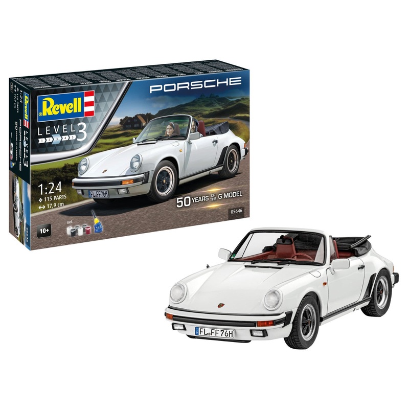Revell Gift Set Porsche 911 G-Model Cabrio 50th Anniv. Car Model Kit 1:24
