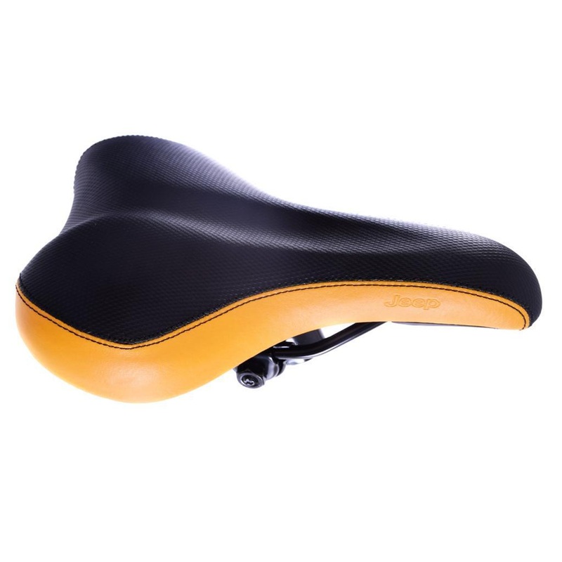 CHILDS BIKE SEAT JEEP COMFORT BICYCLE SADDLE BLACK WITH ORANGE SIDES+BRACKET