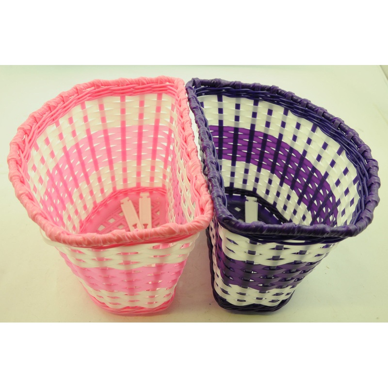 GIRLIE BIKE BICYCLE BASKET CHILDS,CHILDRENS,KIDS BIKE,CYCLE WOVEN BASKET PNK-PUR