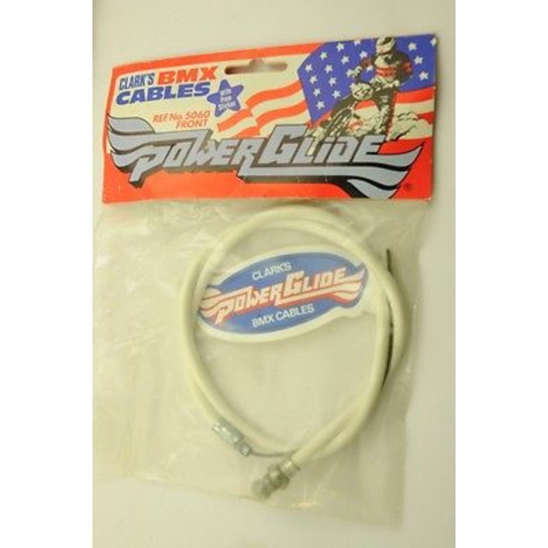 CLARKS POWER GLIDE 80s WHITE FRONT BMX CABLE OLD SCHOOL BMX 80s MADE REF 5060