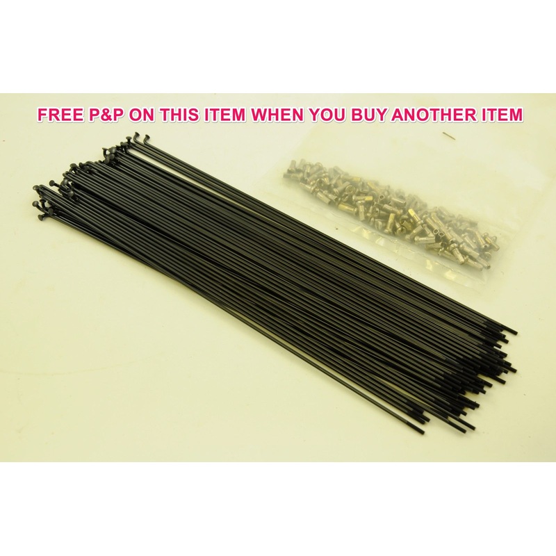 80 x 254mm 14 Gauge BLACK SPOKES + NIPPLES SHOULD SUIT 26 MTB (559) RIM SIZE