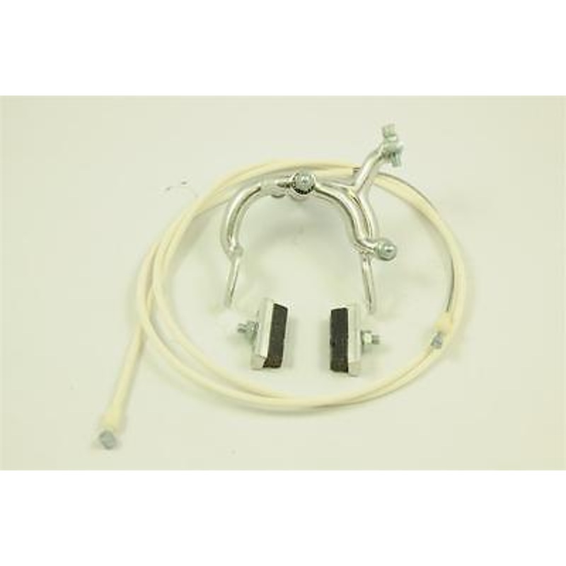 70s, 80s ALLOY BRAKE CALIPER WITH UK MADE RIBBED CABLE&FIBRAZ BRAKE SHOES NOS