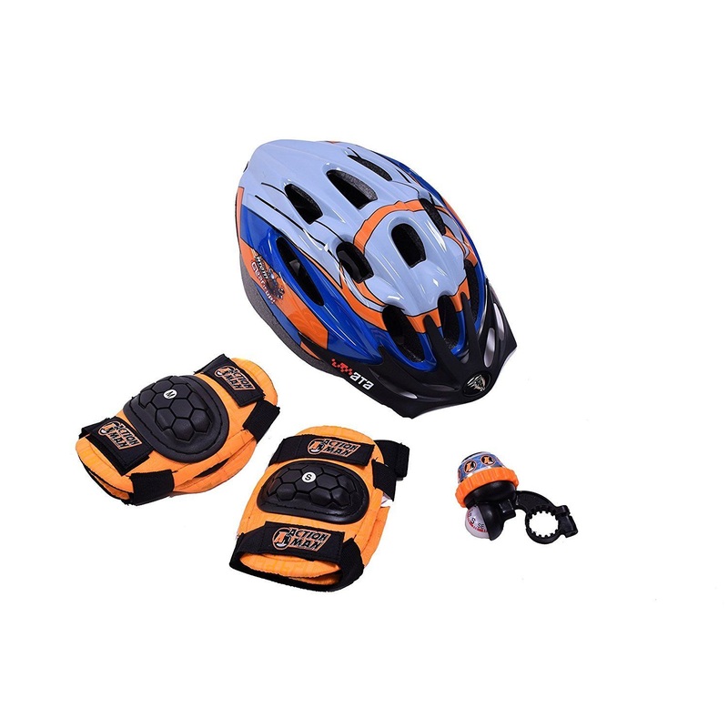 ACTION MAN BOY IDEAL GIFT SET FOR BIKE SCOOTER AND SKATE RIDERS HELMET PADS BELL