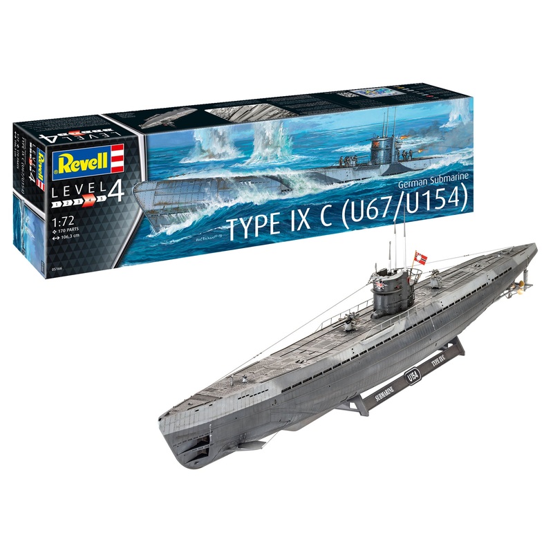 Revell German Submarine Type IX C U67 or U154 1:72 Warship Model Kit