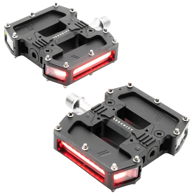 Redshift Sports Arclight Pro Flat Pedals – Aluminum 9/16 Black w/Lights