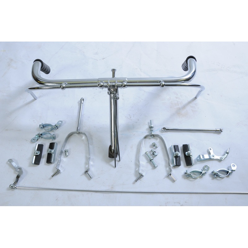 SET OF VINTAGE BIKE ROD BRAKE ROLLER LEVER HANDLEBARS + BRAKE PARTS ROADSTER