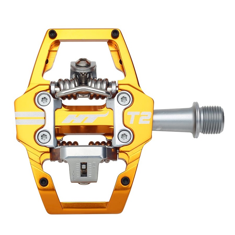 HT Components T2 Pedals – Dual Sided Clipless Platform Aluminum 9/16 Orange