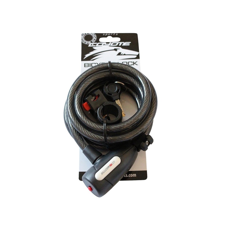 COYOTE CABLE COIL SPIRAL ANTI-THEFT SECURE BIKE SECURITY LOCK BLACK 12mm x 2000mm