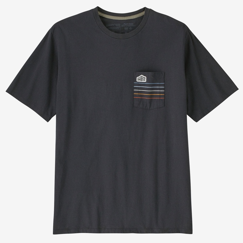 T-Shirt Patagonia Line Logo Ridge Stripe Organic Pocket – Nero