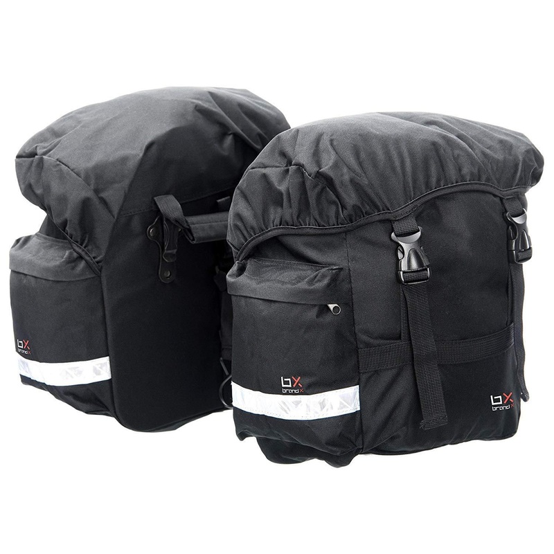 Brand X Water Resistant Reflective Bike Pannier – Commuter Bags 25L Black (Pair)