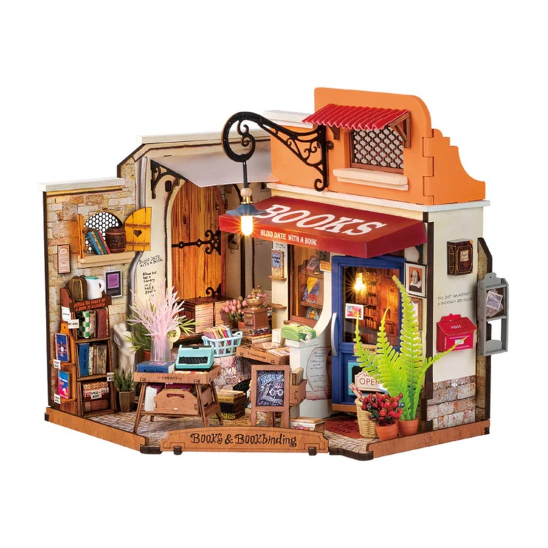 Rolife Corner Bookstore DIY Miniature House Kit DG164 3D Puzzle