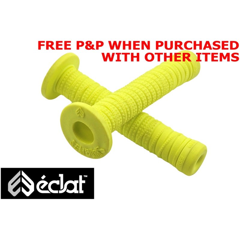 ECLAT SEAN BURNS SIGNATURE BMX HANDLEBAR GRIPS, SOFT KRATON RUBBER BRIGHT YELLOW