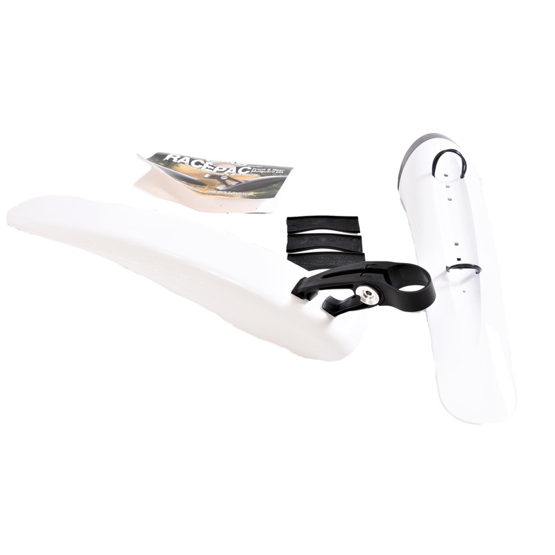 Genuine Crud White Race Pac Bike Seat Post Mount Rear Mudguard & Dirt Guard Set