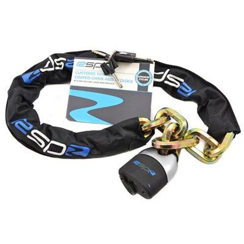 MOTORCYCLE HEAVY DUTY CHAIN & PADLOCK 1100x12mm 4kgs TITANIUM COATED-70% OFF RRP