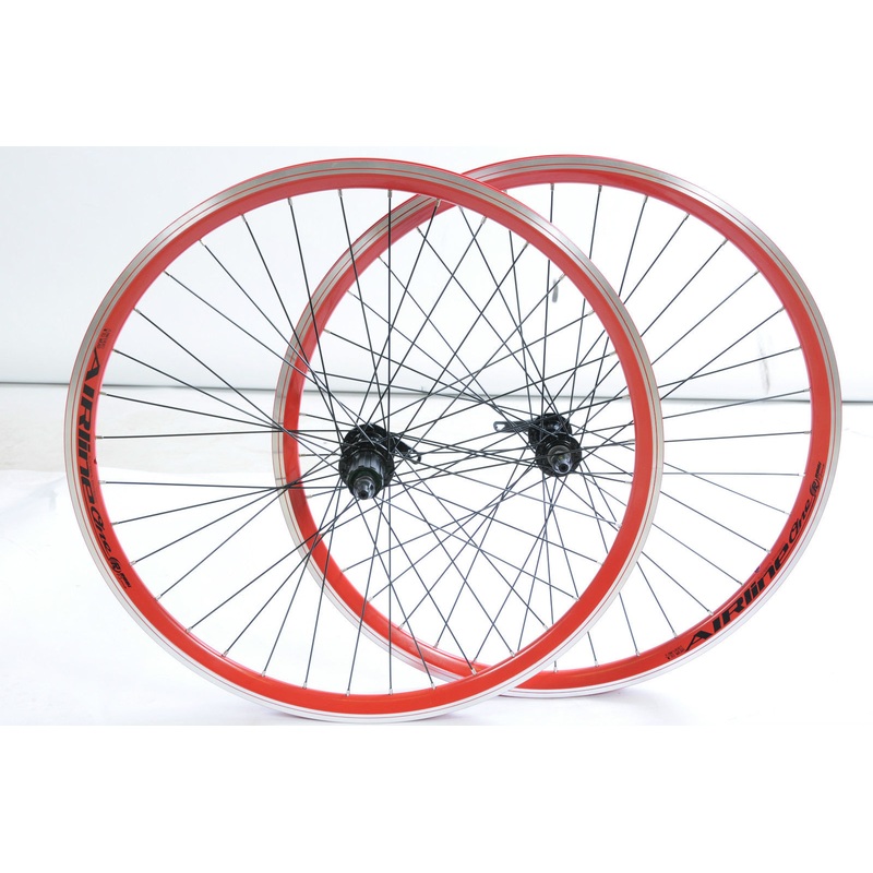 PAIR 26 8 or 9 CASSETTE MTB SPECIAL WHEELS RED AIRLINE DUAL WALL RIM (559x21c)