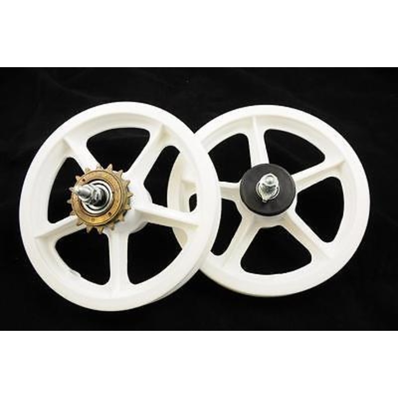 PAIR 12 MAG WHEELS TAKE 12 PUMP UP TYRES FOR PAVEMENT KIDS BIKES, PROJECT WHIT