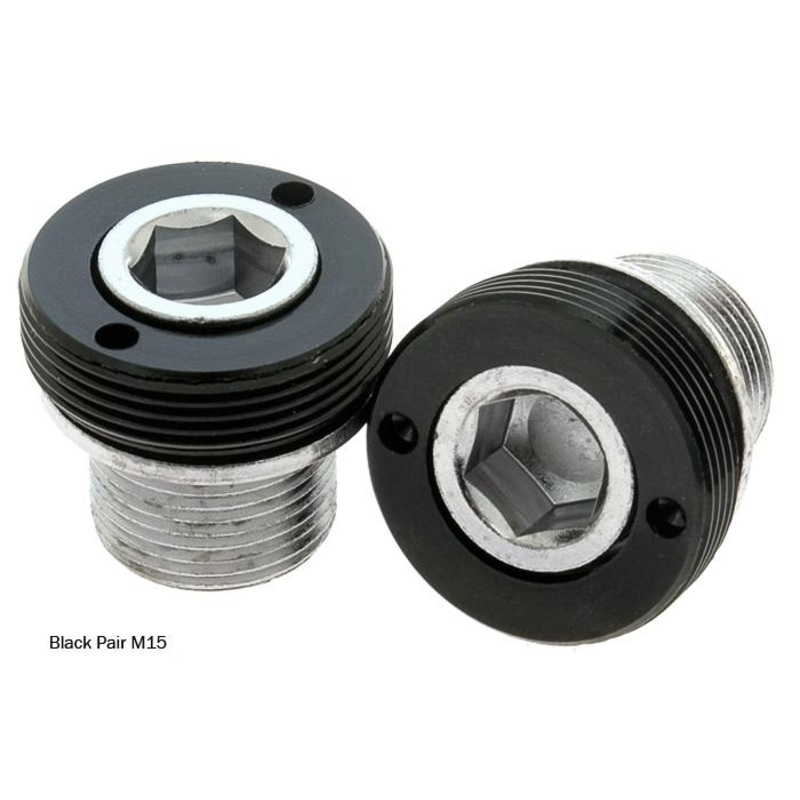 Self-Extracting Splined Crank Bolts Pair M15 – Black or Red (Pack of 2)