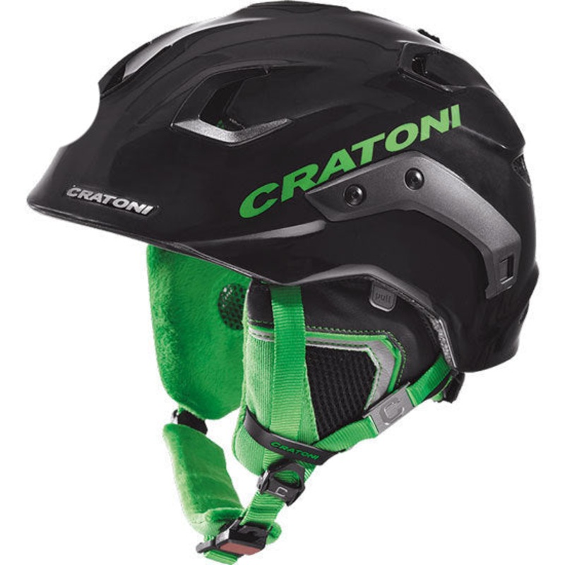 Cratoni C-Durango Lightweight Snow Sports – Ski Helmet: Black-Green Gloss – L-XL (59-62cm)  EX DISPLAY