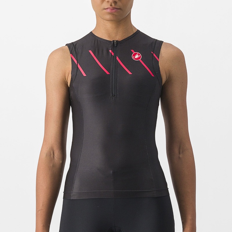 Top Castelli donna Free 2 Tri Singlet – Nero rosa