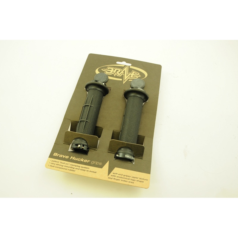 BRAVE ‘HUCKER HANDLEBAR GRIPS LOCK-ON 22.2mm DOUBLE BLACK LOCK RING 65% OFF
