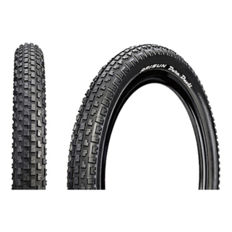 PAIR ARISUN DARE DEVIL 20 x 2.0 BMX DIRT JUMP BIKE TYRES WITH OFF SET NOBS BLACK