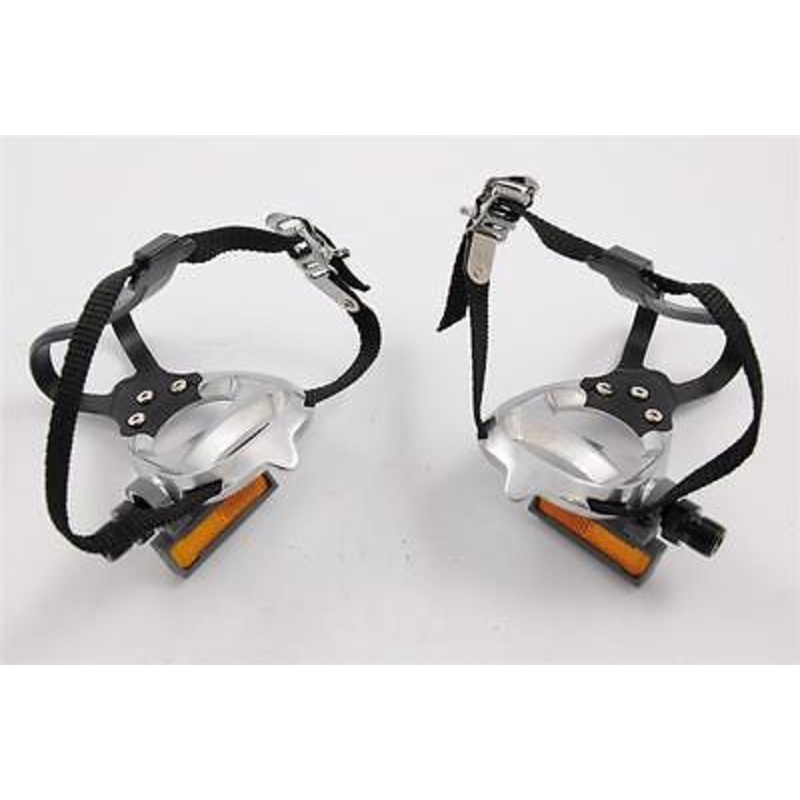 LIGHTWEIGHT VP ALLOY PEDALS + INTEGRATED TOE CLIPS & STRAPS FOR MTB,RACER,FIXIE