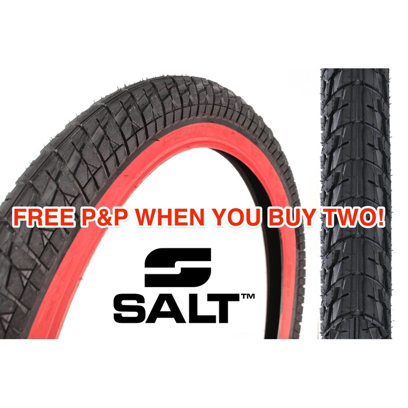 A SALT PITCH RAW 20 x 2.25 TYRE BMX SNAKE BELLY BLACK WITH RED WALL HUGE SAVING