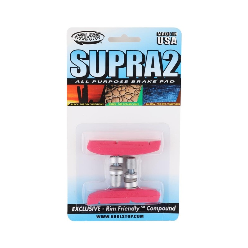 Kool Stop Supra 2 Brake Pads (Pink) (1 Pair) (All-Weather Compound) (Threaded)
