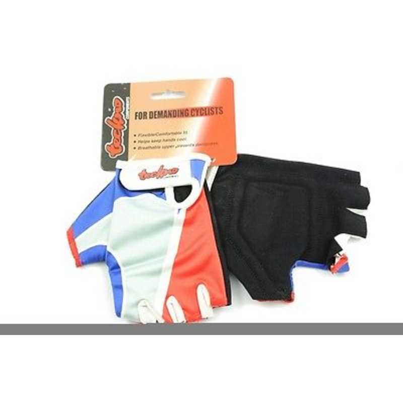 LYCRA TRACK MITTS RED-WHITE-BLUE BIKE GLOVES FOR MOUNTAIN BIKE BMX XS X-SMALL