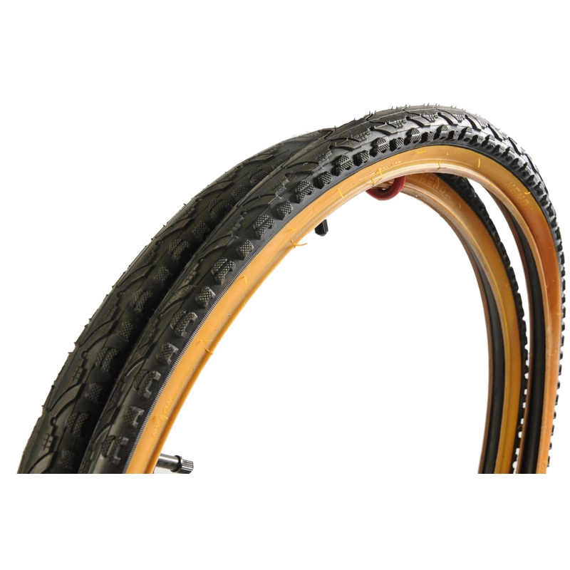 PAIR KENDA 26 x 1.75 47  559 CITY BIKE TYRES BLACK AMBERWALL + TUBES