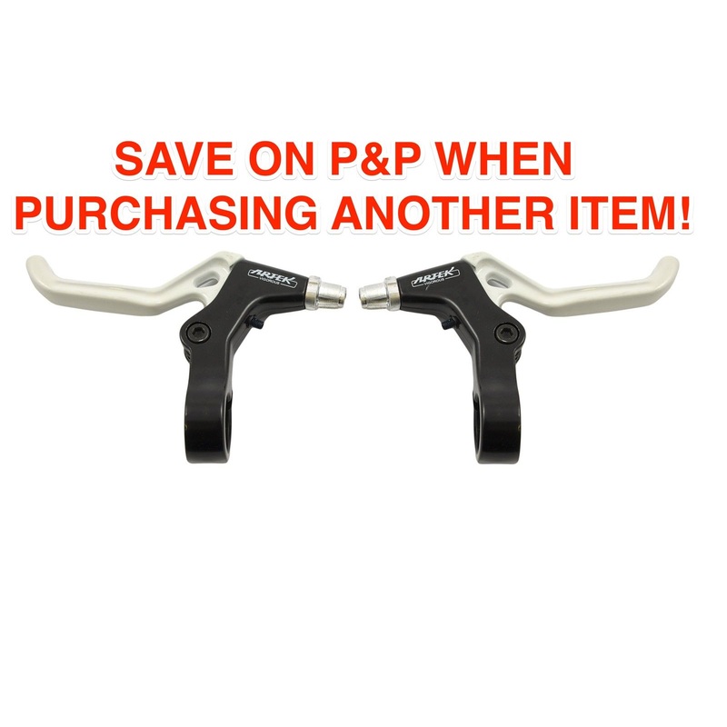 PAIR WHITE ARTEC BMX FREESTYLER BRAKE LEVER WITH REACH ADJUSTER ALSO SUIT MTB