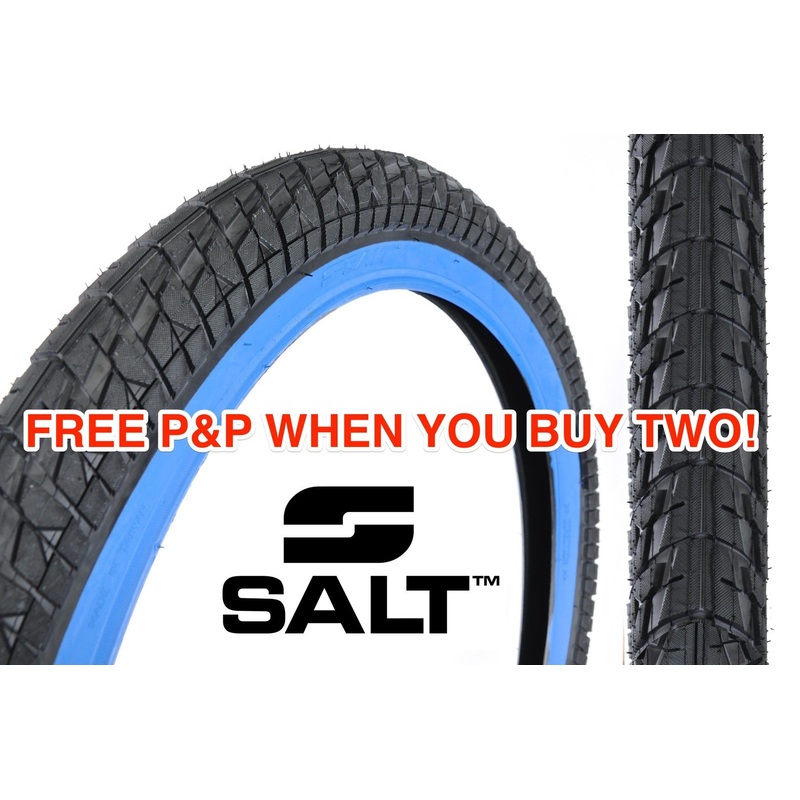 A SALT PITCH RAW 20 x 2.25 TYRE BMX SNAKE BELLY BLACK WITH BLUE WALL HUGE SAVING