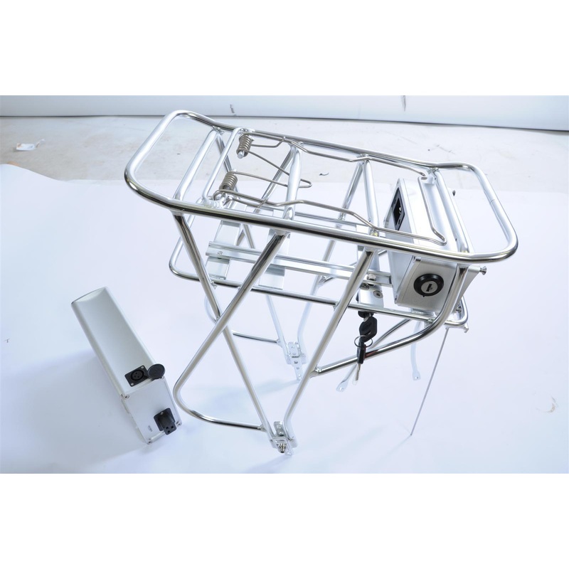 E BIKE DOUBLE DECK 36V LITHIUM ALLOY BATTERY & CARRIER SPRUNG RACK COMPLETE NOS