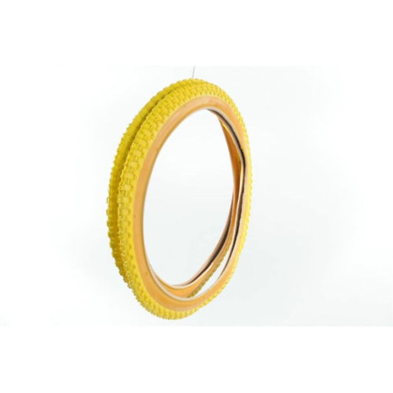 PAIR RALEIGH BURNER-OLD SCHOOL BMX 20x 2.125 YELLOW AMBERWALL COMP III TYPE TYRE