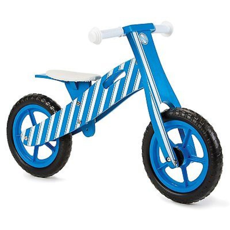 BOYS BLUE STRIPE BALANCE BIKE,TOP QUALITY WOODEN KIDS CHILDRENS LEARNING CYCLE