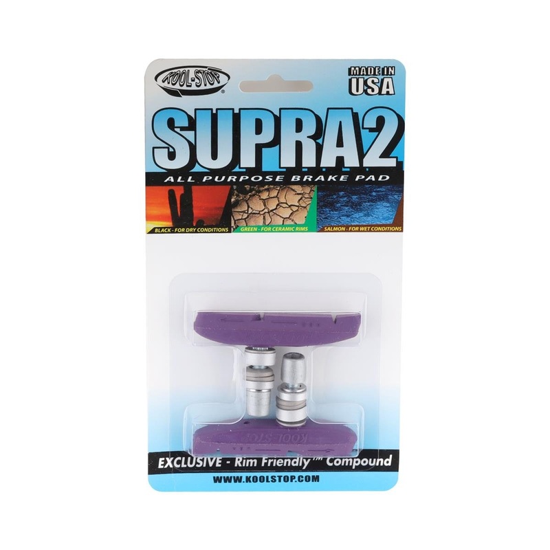 Kool Stop Supra 2 Brake Pads (Purple) (1 Pair) (All-Weather Compound) (Threaded)